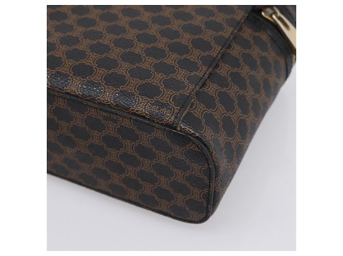 Céline Borsa a mano porta trucchi CELINE Macadam Canvas PVC Pelle Nero Oro Auth 199395 D'oro - vista 16