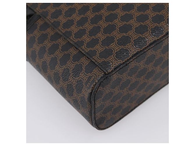 Céline Borsa a mano porta trucchi CELINE Macadam Canvas PVC Pelle Nero Oro Auth 199395 D'oro - vista 17