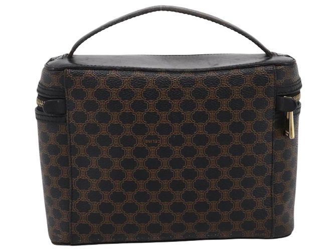 Céline Borsa a mano porta trucchi CELINE Macadam Canvas PVC Pelle Nero Oro Auth 199395 D'oro - vista 2
