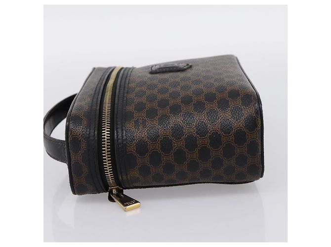 Céline Borsa a mano porta trucchi CELINE Macadam Canvas PVC Pelle Nero Oro Auth 199395 D'oro - vista 3