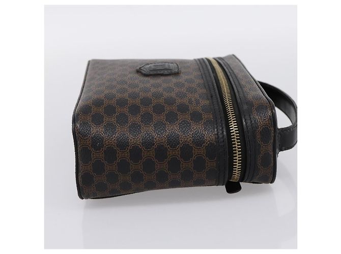 Céline Borsa a mano porta trucchi CELINE Macadam Canvas PVC Pelle Nero Oro Auth 199395 D'oro - vista 4