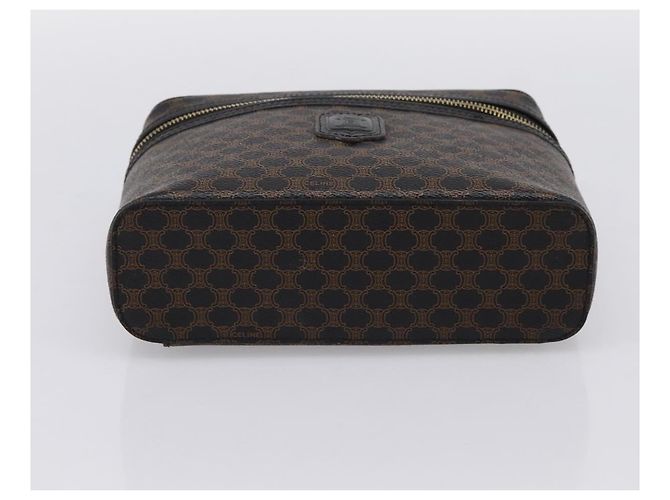 Céline Borsa a mano porta trucchi CELINE Macadam Canvas PVC Pelle Nero Oro Auth 199395 D'oro - vista 5