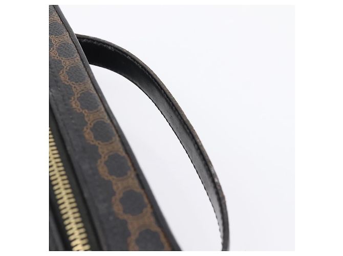 Céline Borsa a mano porta trucchi CELINE Macadam Canvas PVC Pelle Nero Oro Auth 199395 D'oro - vista 8