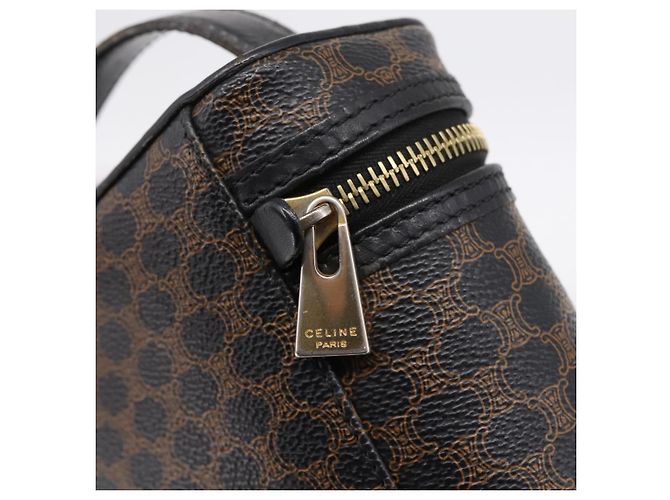 Céline Borsa a mano porta trucchi CELINE Macadam Canvas PVC Pelle Nero Oro Auth 199395 D'oro - vista 9