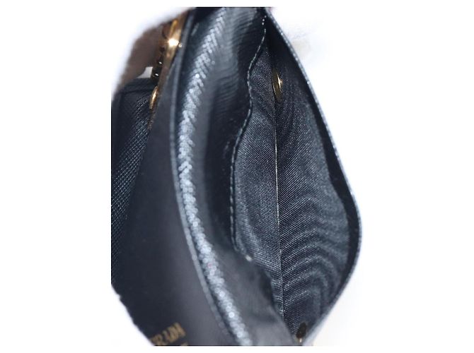 Saffiano PRADA Key Case Safiano Leather Navy Gold Auth bs36879 Golden Navy blue - view 10