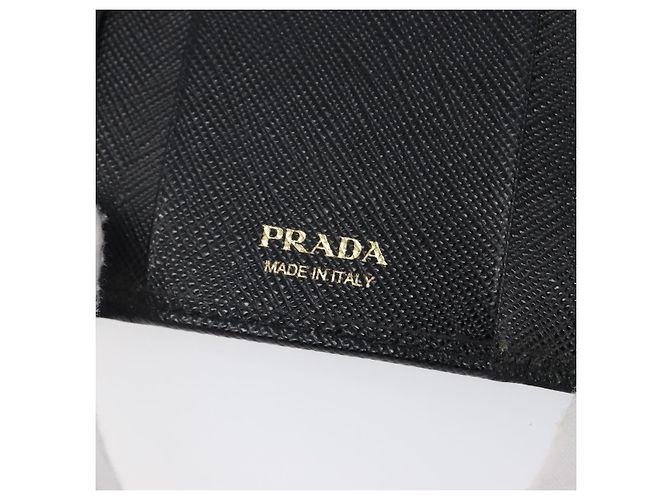 Saffiano PRADA Key Case Safiano Leather Navy Gold Auth bs36879 Golden Navy blue - view 21