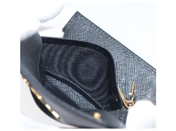 Saffiano PRADA Key Case Safiano Leather Navy Gold Auth bs36879 Golden Navy blue - view 24