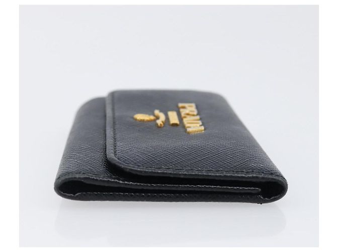 Saffiano PRADA Key Case Safiano Leather Navy Gold Auth bs36879 Golden Navy blue - view 3