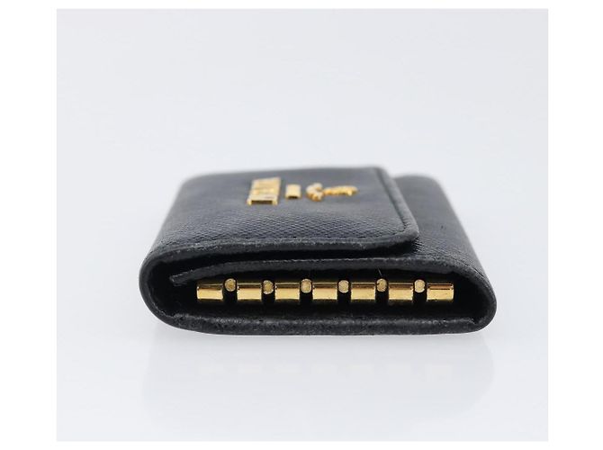 Saffiano PRADA Key Case Safiano Leather Navy Gold Auth bs36879 Golden Navy blue - view 4