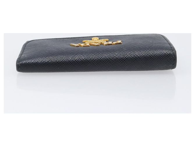 Saffiano PRADA Key Case Safiano Leather Navy Gold Auth bs36879 Golden Navy blue - view 5
