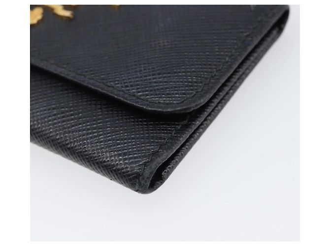 Saffiano PRADA Key Case Safiano Leather Navy Gold Auth bs36879 Golden Navy blue - view 7