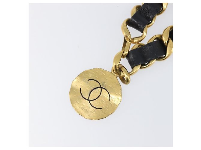 Cintura a catena CHANEL Metallo 29.1'' Nero Oro CC Auth bs36890V D'oro - vista 2