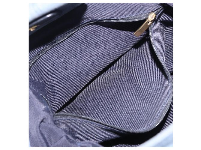 Borsa Tote Salvatore Ferragamo Gancini Canvas Navy Gold Auth 200061A D'oro Blu navy - vista 22