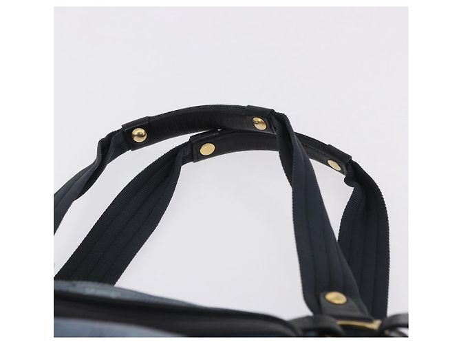 Borsa Tote Salvatore Ferragamo Gancini Canvas Navy Gold Auth 200061A D'oro Blu navy - vista 8