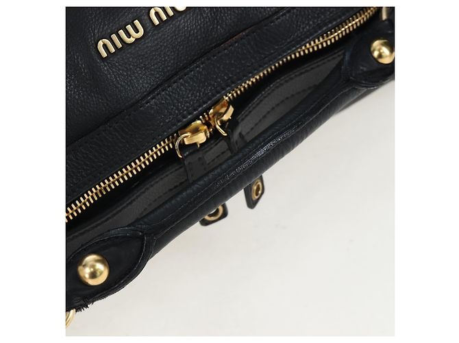 Borsa a tracolla Miu Miu in pelle nera e oro Auth yk20825V Nero D'oro - vista 7