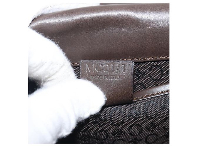 Céline Borsa a tracolla CELINE C Macadam Canvas White Gold Tone Auth 200822V Bianco - vista 11