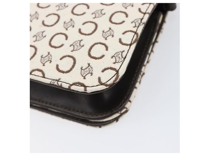 Céline Borsa a tracolla CELINE C Macadam Canvas White Gold Tone Auth 200822V Bianco - vista 16