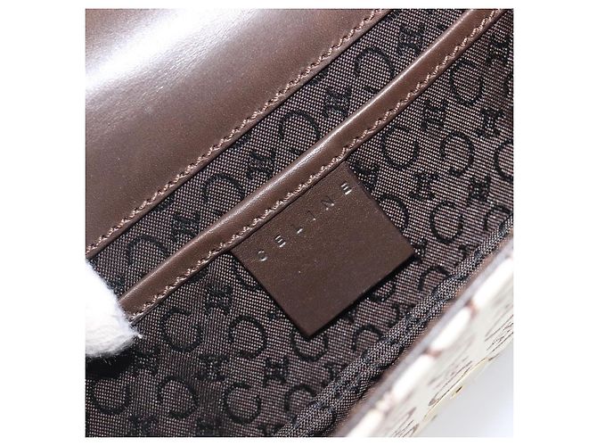 Céline Borsa a tracolla CELINE C Macadam Canvas White Gold Tone Auth 200822V Bianco - vista 19