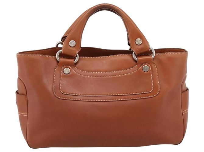 Céline Borsa a mano CELINE Boogie Bag in pelle marrone argento Auth 200991A - vista 13
