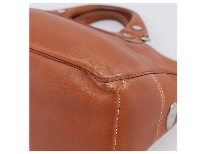 Céline Borsa a mano CELINE Boogie Bag in pelle marrone argento Auth 200991A - vista 15