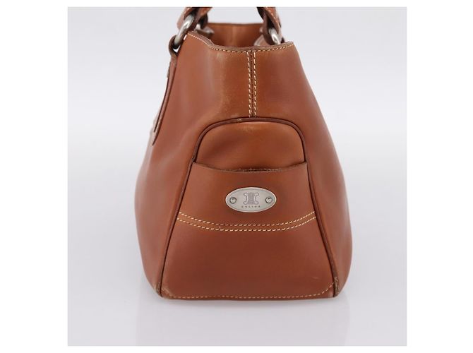 Céline Borsa a mano CELINE Boogie Bag in pelle marrone argento Auth 200991A - vista 3