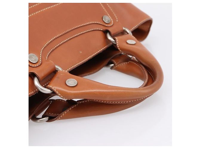 Céline Borsa a mano CELINE Boogie Bag in pelle marrone argento Auth 200991A - vista 7