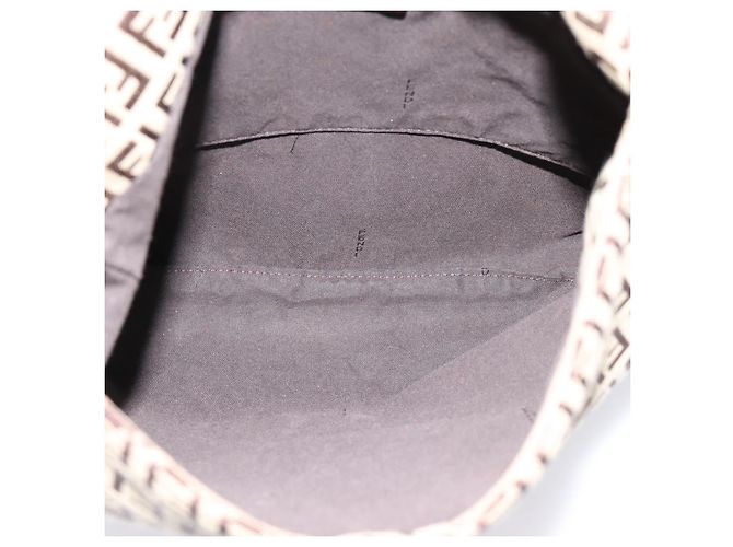 Borsa a tracolla FENDI Zucchino Canvas Mamma Baguette Beige Gold Auth ka5997A - vista 10
