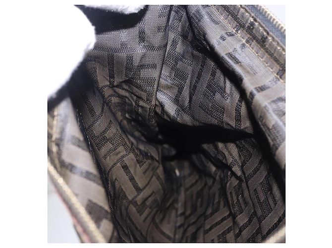 FENDI Zucca Canvas Pouch Black Brown Auth 197691 - view 12