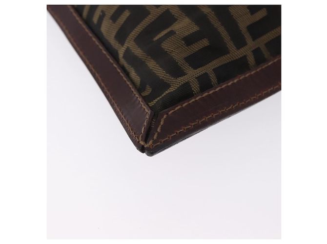 FENDI Zucca Canvas Pouch Black Brown Auth 197691 - view 14