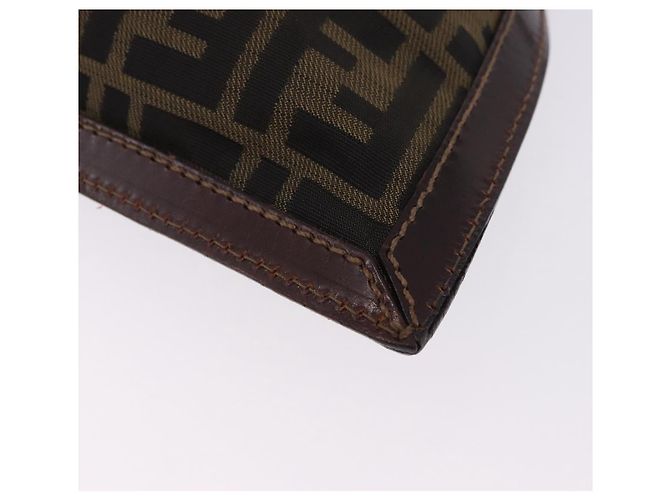 FENDI Zucca Canvas Pouch Black Brown Auth 197691 - view 15