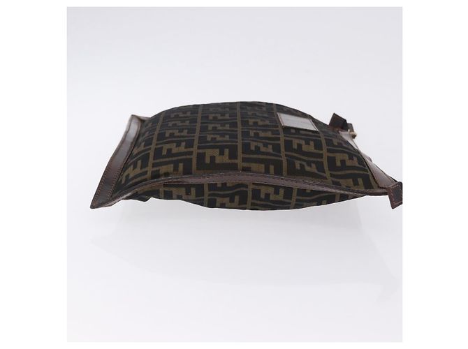 FENDI Zucca Canvas Pouch Black Brown Auth 197691 - view 3