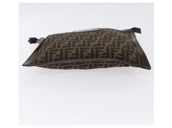 FENDI Zucca Canvas Pouch Black Brown Auth 197691 - view 6