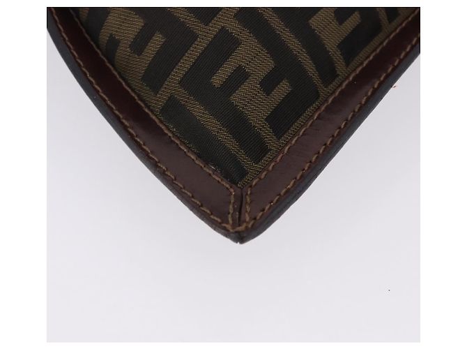 FENDI Zucca Canvas Pouch Black Brown Auth 197691 - view 7