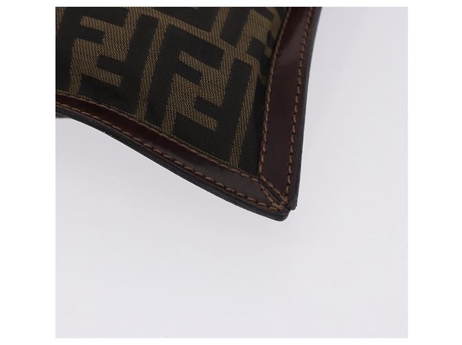 FENDI Zucca Canvas Pouch Black Brown Auth 197691 - view 8