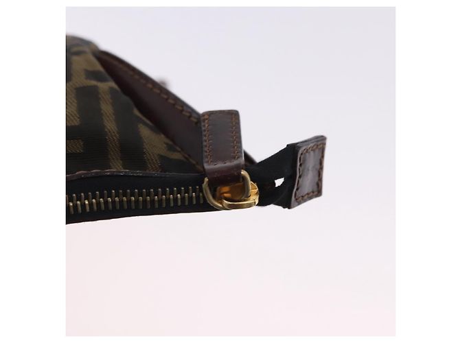 FENDI Zucca Canvas Pouch Black Brown Auth 197691 - view 9
