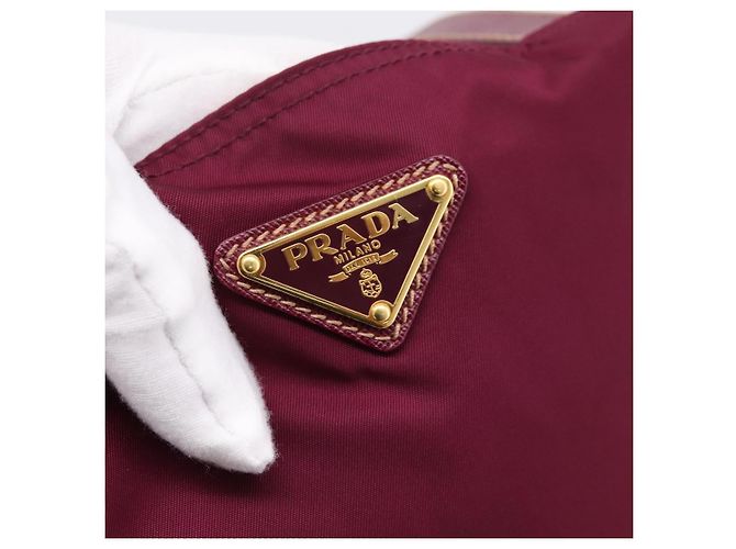 Borsa Tote PRADA Nylon Viola Tono Oro Auth 202217A Porpora - vista 17
