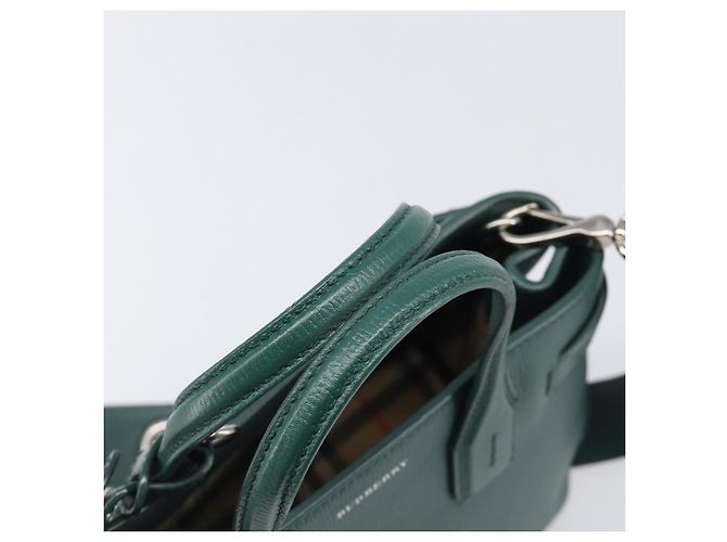 Borsa a mano BURBERRY in pelle 2way Verde Argento Auth BA15318A - vista 10