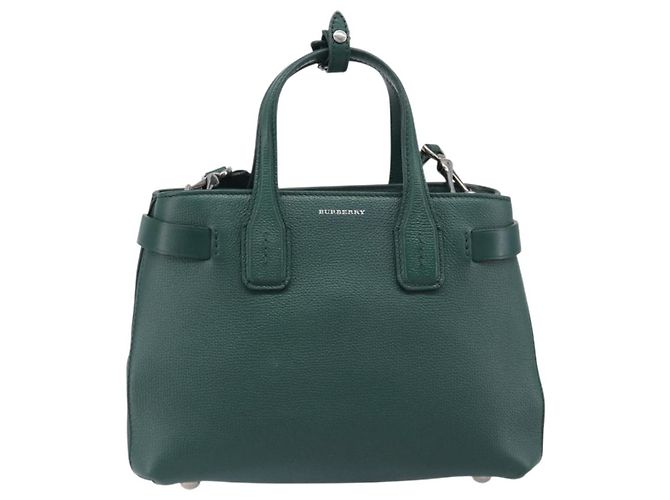 Borsa a mano BURBERRY in pelle 2way Verde Argento Auth BA15318A - vista 13