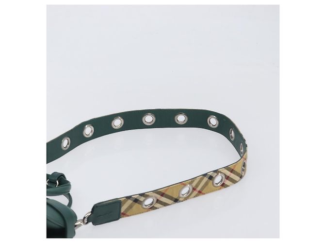 Borsa a mano BURBERRY in pelle 2way Verde Argento Auth BA15318A - vista 15