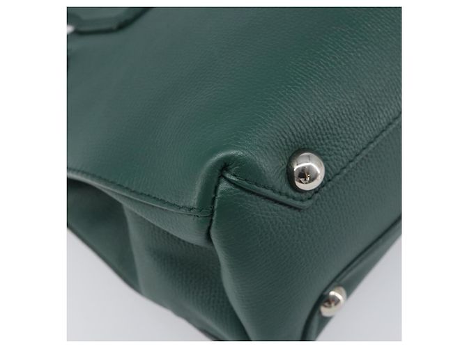 Borsa a mano BURBERRY in pelle 2way Verde Argento Auth BA15318A - vista 17