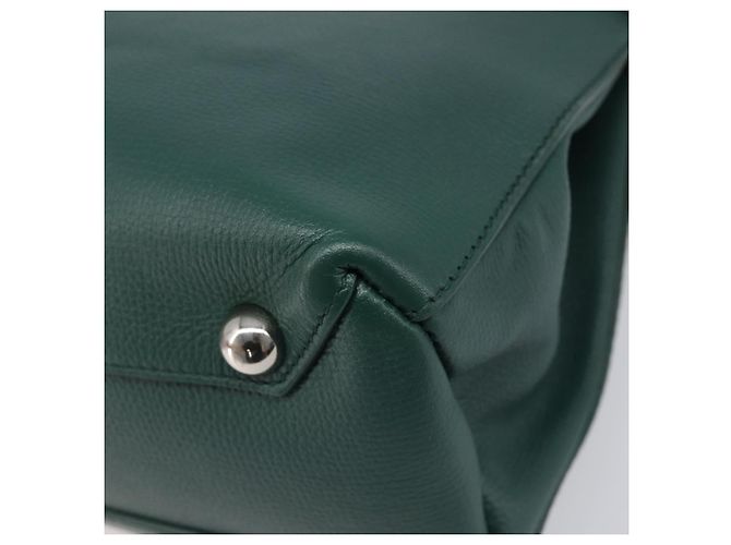 Borsa a mano BURBERRY in pelle 2way Verde Argento Auth BA15318A - vista 18