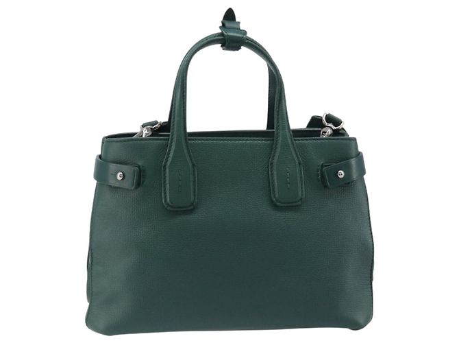 Borsa a mano BURBERRY in pelle 2way Verde Argento Auth BA15318A - vista 2