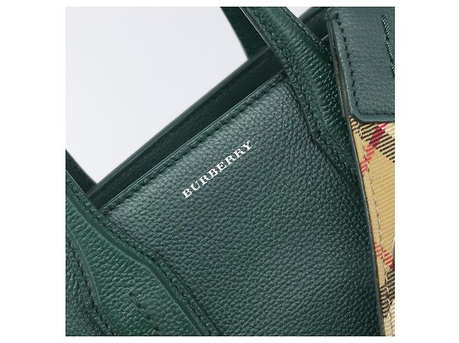 Borsa a mano BURBERRY in pelle 2way Verde Argento Auth BA15318A - vista 20
