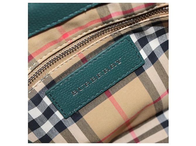 Borsa a mano BURBERRY in pelle 2way Verde Argento Auth BA15318A - vista 21