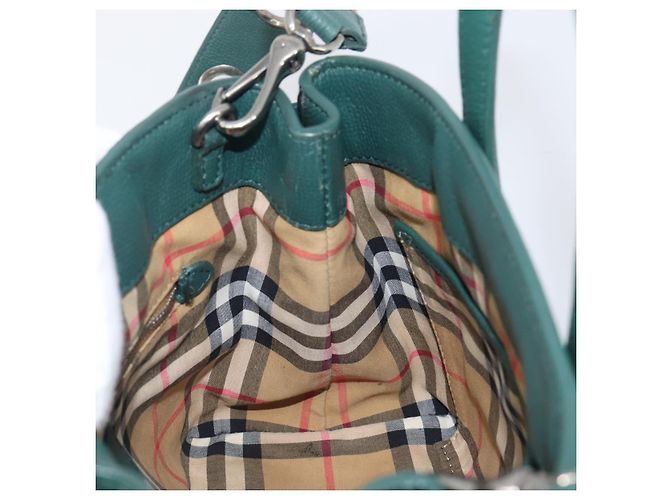 Borsa a mano BURBERRY in pelle 2way Verde Argento Auth BA15318A - vista 22