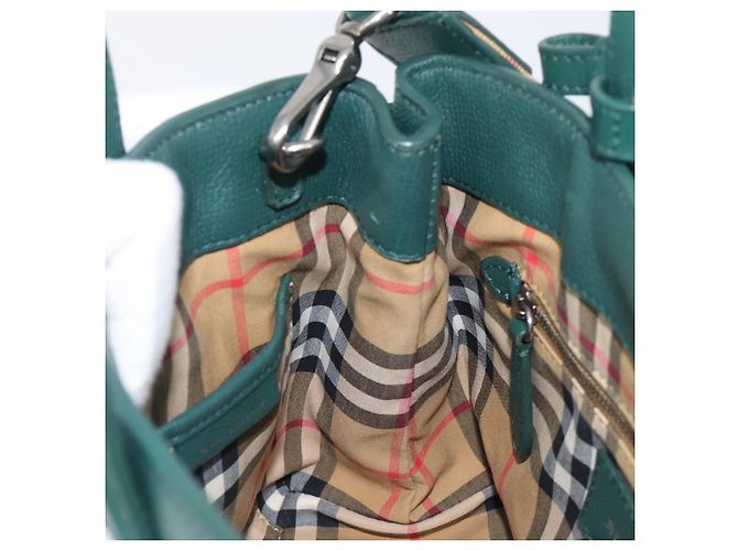 Borsa a mano BURBERRY in pelle 2way Verde Argento Auth BA15318A - vista 23