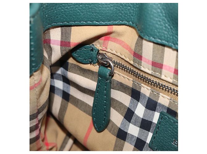 Borsa a mano BURBERRY in pelle 2way Verde Argento Auth BA15318A - vista 24
