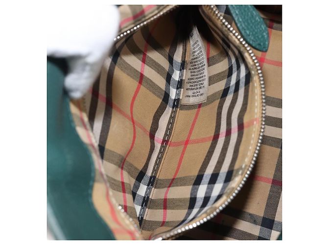 Borsa a mano BURBERRY in pelle 2way Verde Argento Auth BA15318A - vista 25