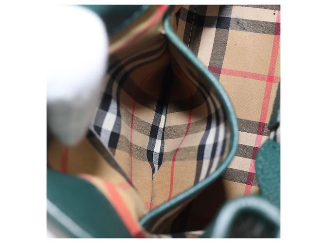 Borsa a mano BURBERRY in pelle 2way Verde Argento Auth BA15318A - vista 26