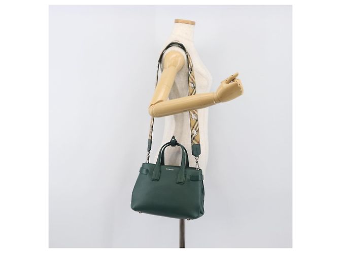 Borsa a mano BURBERRY in pelle 2way Verde Argento Auth BA15318A - vista 27